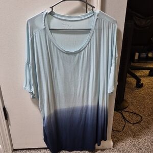 Time and Tru Ombre Blue and White Short Sleeve Top